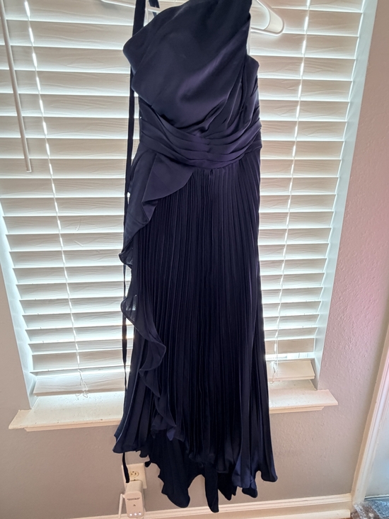 Dresses & Skirts - Elegant Navy Pleated One-Shoulder Dress